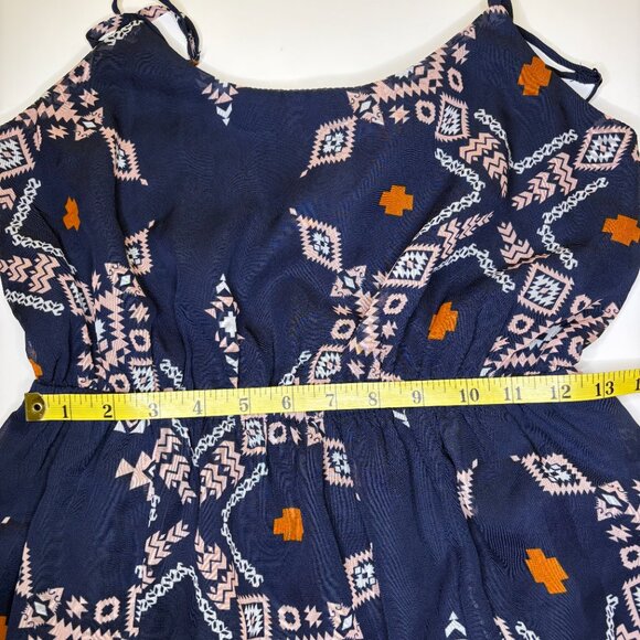 Fire Los Angeles Women Spaghetti Strap Maxi‎ Dress Sz Medium Aztec Southwestern - Picture 5 of 16